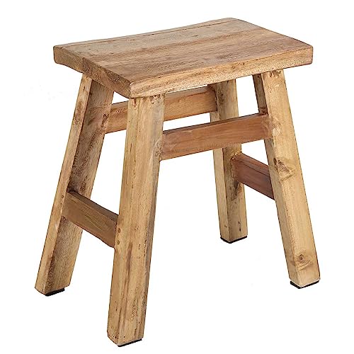 Casa Moro Hocker Fußhocker Rocco recyceles massiv Teakholz Vintage Sitzhocker, Blumenhocker Tritthocker handgefertigt 47x27x50cm NUA034