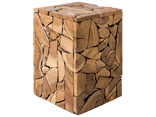 Industrieller Beistelltisch Würfel Form 30x30 cm Teakholz Hellbraun Nelson