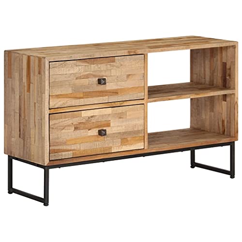 Chenshu TV-Schrank, Fernsehtisch, Tv Lowboard, Fernsehschrank, Tv Bank, Tv Table, Tv Kommode, Recyceltes Teakholz 90 x 30 x 55 cm