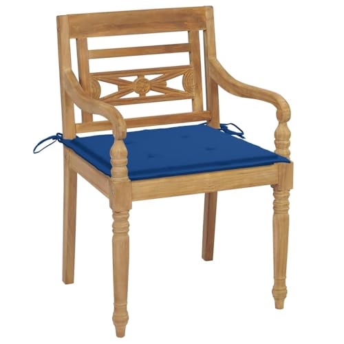 Generisch Kangmusi -Stühle 2 STK. mit Königsblauen Kissen Teak Massivholz, Blau 3062137