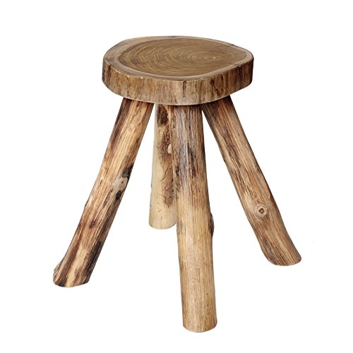 Hocker Sitzhocker Beistelltisch Teakholz Holz massiv Couchtisch Nachttisch Wurzelholz Tisch + Brillibrum