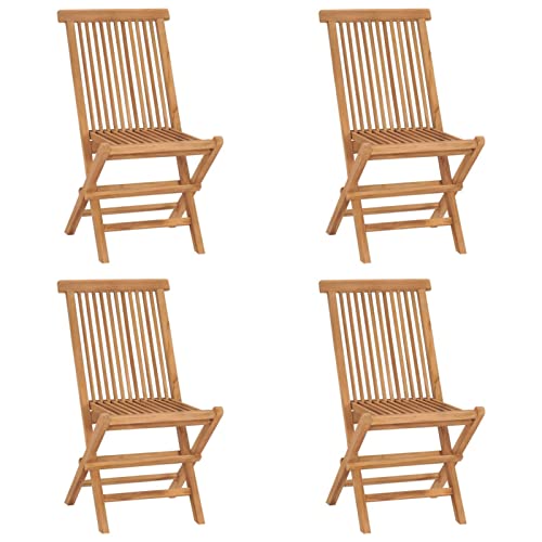 ARKEM Klappbare Gartenstühle 4 STK. Massivholz Teak StüHle Stapelbar Hochlehner Gartenstuhl