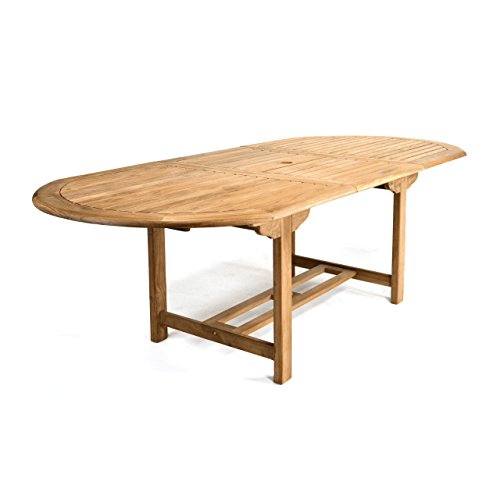 Divero Gartentisch Esstisch Balkontisch – Teak-Holz Tisch für den Außenbereich – groß witterungsbeständig massiv ausziehbar behandelt - 170/230 cm