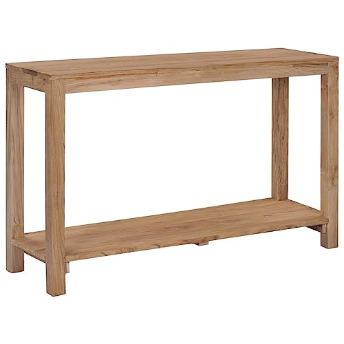 vidaXL Teakholz Massivholz Konsolentisch mit Ablage Konsole Beistelltisch Ablagetisch Flurtisch Telefontisch Sideboard Wohnzimmer 120x35x75 cm