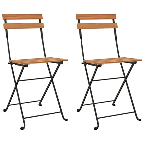 Generico Kangqiling Klappstühle für Bistro, 2 Stück, Massivholz Teak und Stahl, Braun, 319979