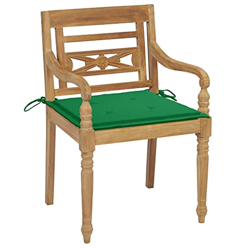 Kangmusi -Stühle 2 STK. mit Grünen Kissen Teak Massivholz, Grün 3062132