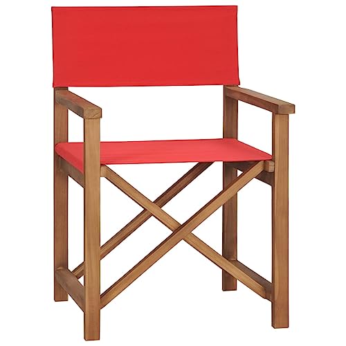 vidaXL Teak Massiv Regiestuhl Klappbar Gartenstuhl Campingstuhl Holzstuhl Klappstuhl Faltstuhl Regiesessel Sessel Schminkstuhl Stuhl Rot