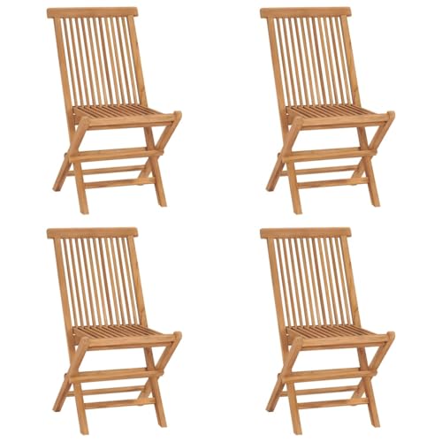 Gecheer Klappbare Gartenstühle 4 STK. Massivholz Teak, Gartenstühle Gartenmöbel Set Gartensessel für Gärten Innenhöfe Balkone Restaurants315442