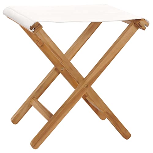 Eleganz Klappstühle 2 STK. aus fein geschliffenem Teak-Hartholz mit cremeweißem Stoffbezug – Perfekt für Garten, Terrasse und Balkon – Langlebig und pflegeleicht