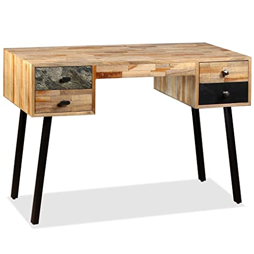 Pc Tisch Klein Schminktisch Küchentisch Klein Office Desk - Schreibtisch Wiederverwertetes Teak Massivholz 110 × 50 × 76 cm für Gaming Setup Home Office Küche Arbeitszimmer