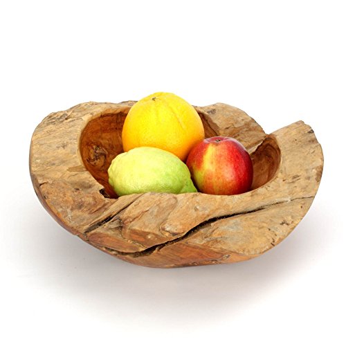 Wuona Objects Teakholz Schale aus Bali - Gr. M 30 cm - Massive Holz Obstschale Dekoration