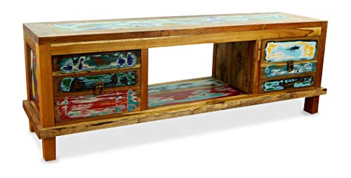 livasia Java Sideboard aus recyceltem Teakholz | TV-Bank aus Buntem Massivholz | Asia Möbel | Phonoschrank | HiFi-Möbel der Marke Asia Wohnstudio (Handarbeit)