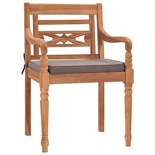 Generisch Kangmusi -Stühle 2 STK. mit Dunkelgrauen Kissen Massivholz Teak, Grau 316029