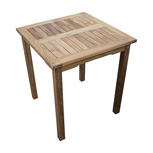 Strandkorbwerk Teakholz Gartentisch rechteckig Beistelltisch naturbelassen Teak Tixsch (70 cm x 70 cm)