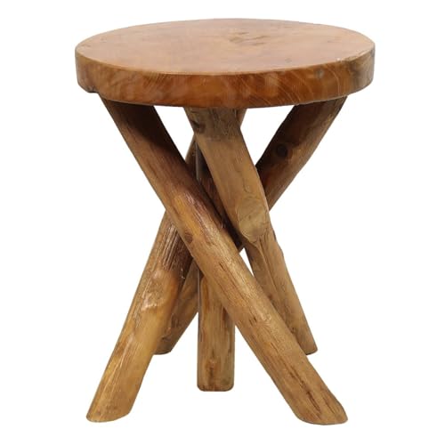 Oriental Galerie Hocker Runder Beistelltisch Rundhocker Teak Holz Natur Hocker Rundtisch Tisch Rustikal Rund Natur Model Sari 35 cm