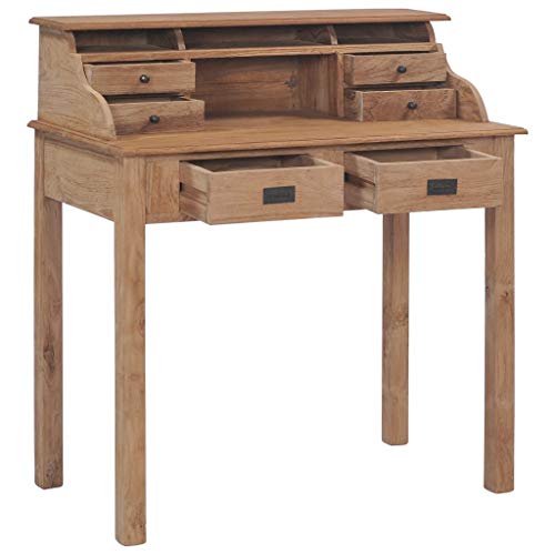 Computer Table Gaming Tisch Beistelltisch Office Desk - Schreibtisch 90x50x100 cm Massivholz Teak für Gaming Setup Jugendzimmer Arbeitszimmer Home Office