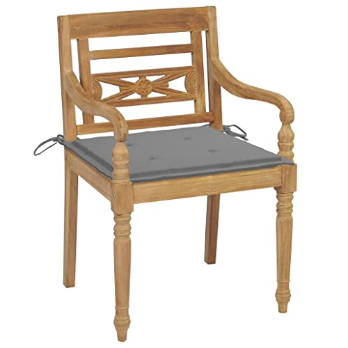 Kangmusi -Stühle 2 STK. mit Grauen Kissen Teak Massivholz, Grau 3062128