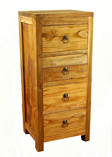 livasia Asiatische Kommode aus Massivholz – 35x30x85cm – Handgefertigtes Sideboard aus Teakholz, Nachhaltig, Rustikales Design, Zeitloser asiatischer Charme (Braun)