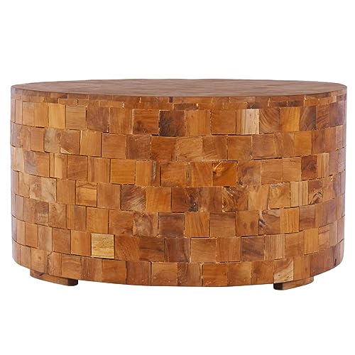 Mengtu Couchtisch Wohnzimmertisch Beistelltisch Sofatisch Pflegeleicht Kaffeetisch Möbel Tisch für Schlafzimmer Wohnzimmer 60x60x35 cm Teak Massivholz