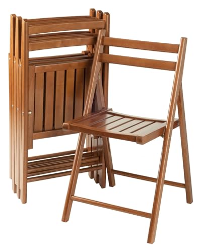 Klappstuhl-Set Weiß – Stühle Aus Massivholz Mit Lattenrücken – Kompakte Und Stilvolle Sitzgelegenheiten (Color : Teak)