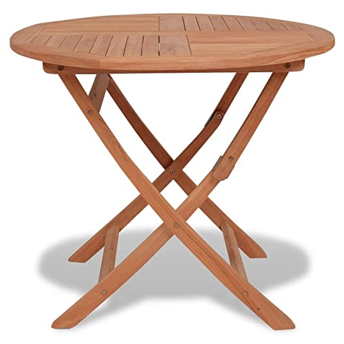 Homgoday Gartentisch Terrassentisch Beistelltisch Balkontisch Couchtisch Teetisch Klapptisch Gartenmöbel Tisch Esstisch Esszimmertisch 85x76 cm Teak Massivholz