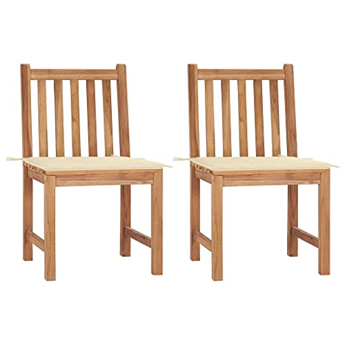 LAPOOH Gartenstühle 2 STK. mit Kissen, Gartenmöbel, Balkonstühle, Hochlehner, Balkonmöbel, Balkon Stuhl, Bistrostuhl, Balkonset, Garten Stühle, Sit Möbel, Armlehnenstuhl, Massivholz Teak