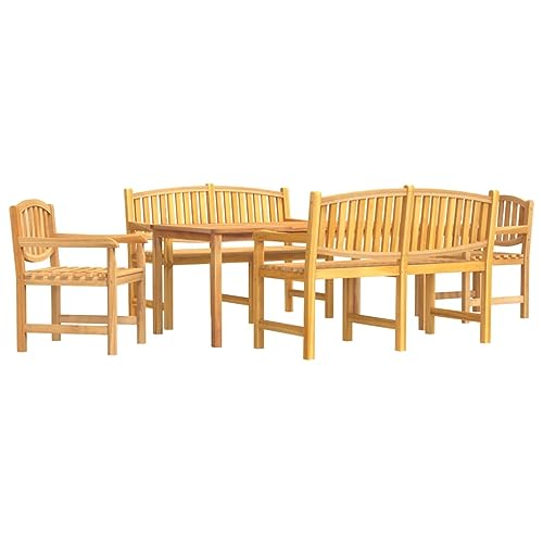 vidaXL Garten Essgruppe 5-TLG., Gartenmöbel Set Sitzgruppe für Garten Terrasse, Gartengarnitur Tisch Stuhl Bank, Gartenset, Massivholz Teak