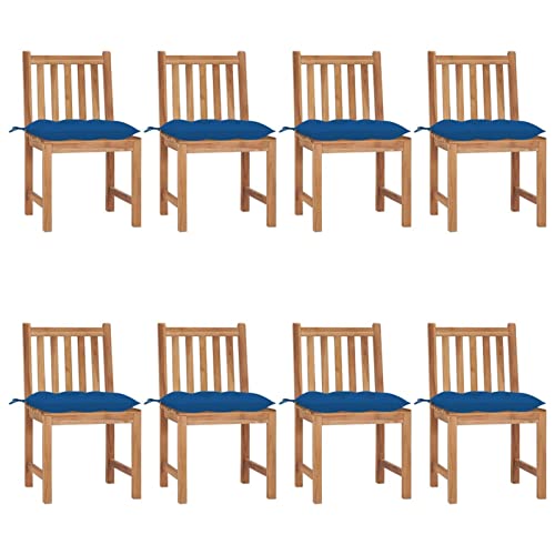 LAPOOH Gartenstühle 8 STK. mit Kissen, Gartenmöbel, Balkonstühle, Hochlehner, Balkonmöbel, Balkon Stuhl, Bistrostuhl, Garten Stühle, Armlehnenstuhl, Massivholz Teak
