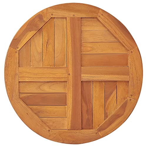 Tidyard Tischplatte Massivholzplatte Holzplatte Ersatztischplatte Holz Platte für Esstisch Esszimmertisch Massivholz Teak Rund 2,5 cm 50 cm