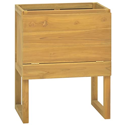 CIADAZ Badschrank, Bad Kommode, Badezimmer Möbel, Badzimmer Schrank, Aufbewahrungsschrank, Bad Schrank, Medizinschrank,60x45x75 cm Massivholz Teak