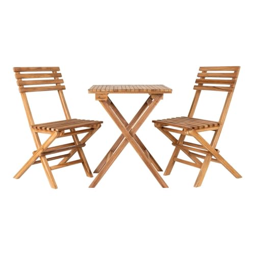 House Nordic Cuenca – Bistro-Set, 2 Stühle und 1 Tisch, Teak, Natur