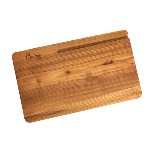 Cravings Chop-Chop Teak-Schneidebrett, 50,8 x 30,5 cm, Holzschneidebrett mit geschnitzten Rillen für Handys/Tablets, bestes Schneidebrett für Küche und Fleischzubereitung, aus natürlichem Teakholz