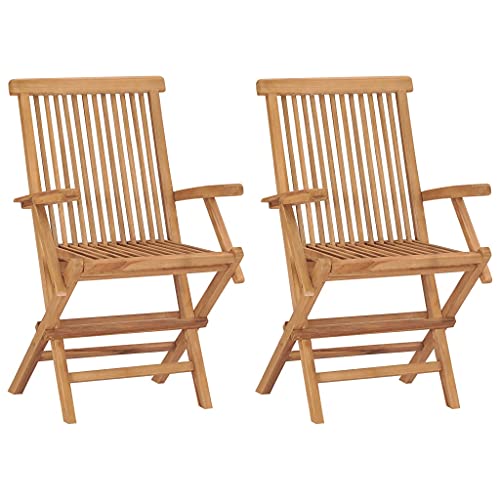UTSRABFA Küchenstühle Dekorative Stühle Bürostuhl Lobby-Stuhl Klappbare Gartenstühle 2 STK. Massivholz Teak Geeignet für Kneipen, Höfe, Parks, Rasenflächen