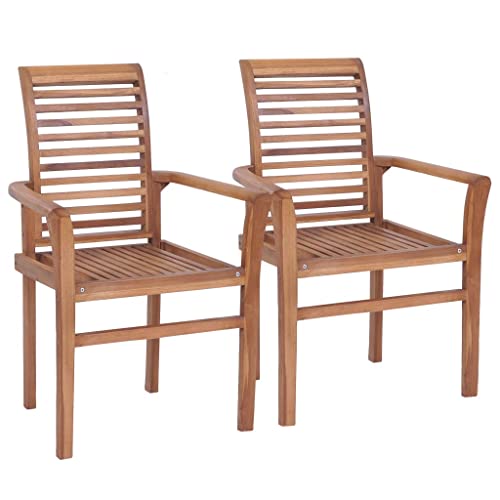 Holz-Esszimmerstühle, Esszimmerstühle Stapelbar 2 STK. Massivholz Teak Vintage-Stil Stabilität und Robustheit Stuhl für Esszimmer, Wohnzimmer & Küche