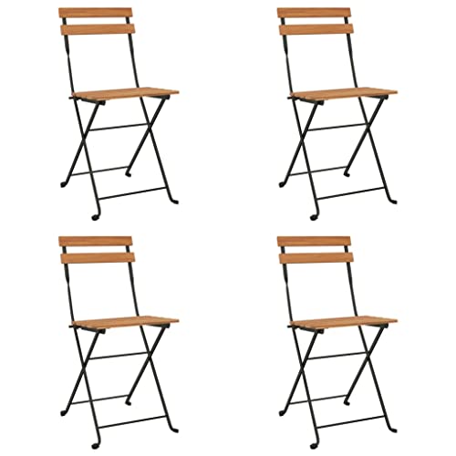 Generico Kangqiling Klappstühle für Bistro, 4 Stück, Massivholz Teak und Stahl, Braun, 319980