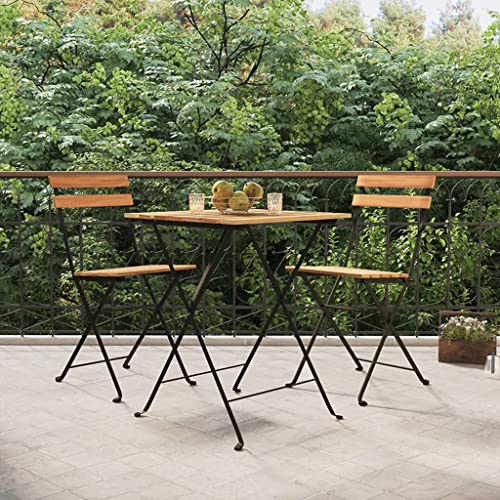CKioict Gartenlounge Set Terrassenmöbel Lounge Set 3-TLG. Bitro-Set Klappbar Massivholz Teak und StahlIdeal für Gärten, Rasenflächen, Terrassen