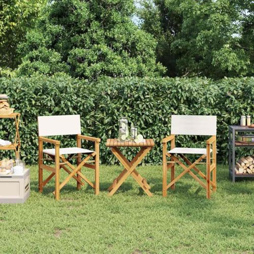 Mokuyary Regiestühle 2 STK. Klappbar Creme Massivholz Teak Gartenstuhl klappbar ideal für Garten und Balkon