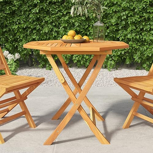 JHQHSM Klappbarer Gartentisch, Gartenmöbel Outdoor Tisch Outdoor Esstisch Terrassentisch Wetterfest Balkontisch Geeignet für Balkon Terrasse Bistro Garten 85x85x76 cm Teak Massivholz