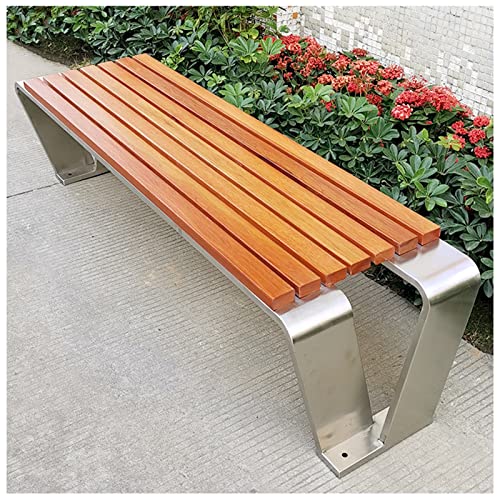 Gartenbank, Bänke für die Veranda, Gartenbänke mit Stahlrahmen für draußen, Außenbank, Metallbank für den Außenbereich, Park, Rasen, Terrasse, verwittert, 363 kg Tragkraft, Teak, 180 x 40 x