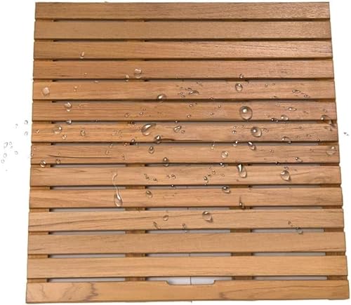 Kanduo JSY Duschmatte aus Holz Holz-Duschmatte, Teak-Spleißen, rutschfestes Fußpedal, Holz-Badezimmer-Duschmatte, anpassbare Größe (Color : A, Size : 60x60cm)
