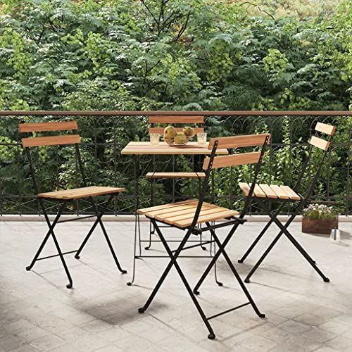 HANJIEFACAI gartenstühle,klappstuhl,campingstuhl klappbar,klappstühle,Bistrostühle 4 STK. Klappbar Massivholz Teak und Stahlcampingstuhl,Balkon Stuhl,gartenstuhl klappbar,Sun Garden,