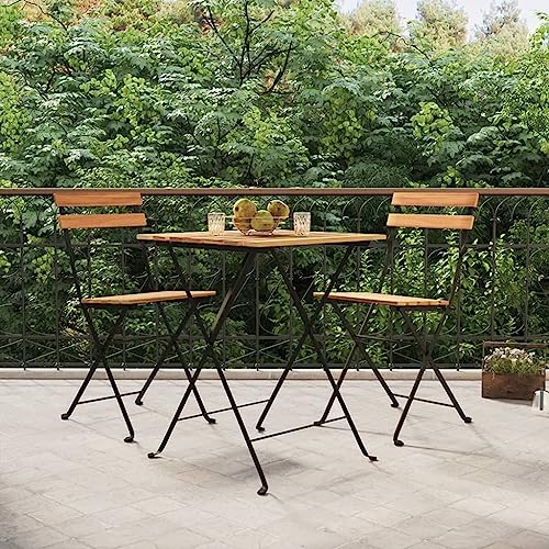 UTSRABFA Gartenstühle Terrassenstuhl Lobby-Stuhl Freizeitstühle Bistrostühle Klappbar 2 STK. Massivholz Teak und Stahl Geeignet für Außenbereich, Garten, Gästezimmer, Rasen