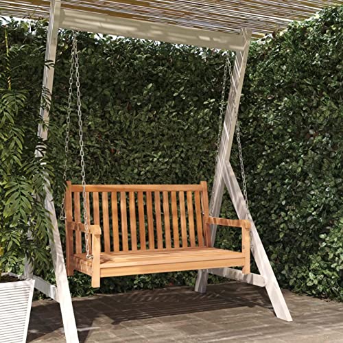 Gecheer Teak Massiv Hollywoodschaukel Gartenschaukel Schaukelbank Hängeschaukel Schaukel Bank Gartenbank Gartenmöbel Hängebank 114x60x64cm