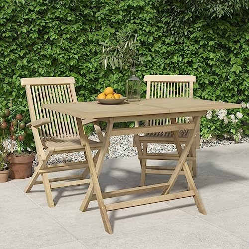 JHQHSM Gartentisch Klappbar, Gartenmöbel Terrassentisch Outdoor Tisch Balkontisch Outdoor Esstisch Geeignet für Bistro Garten Balkon Terrasse Grau 120x70x75 cm Massivholz Teak