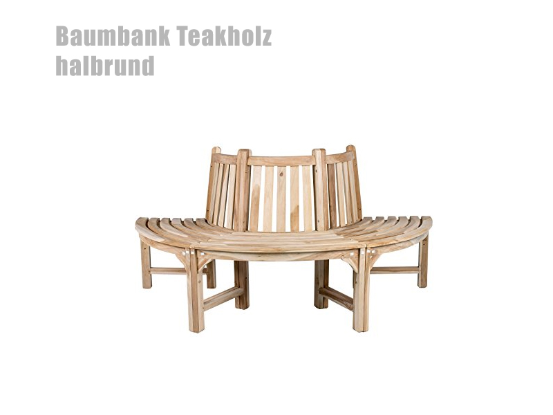 Baumbank Teakholz halbrund