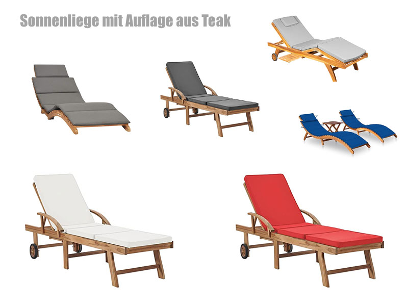 Sonnenliege aus Teak mit Auflage