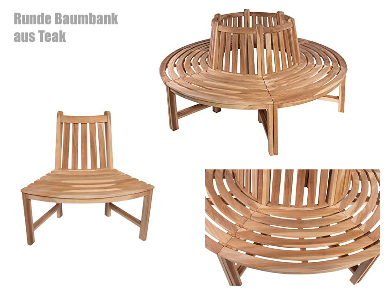 Teakholz Baumbank rund