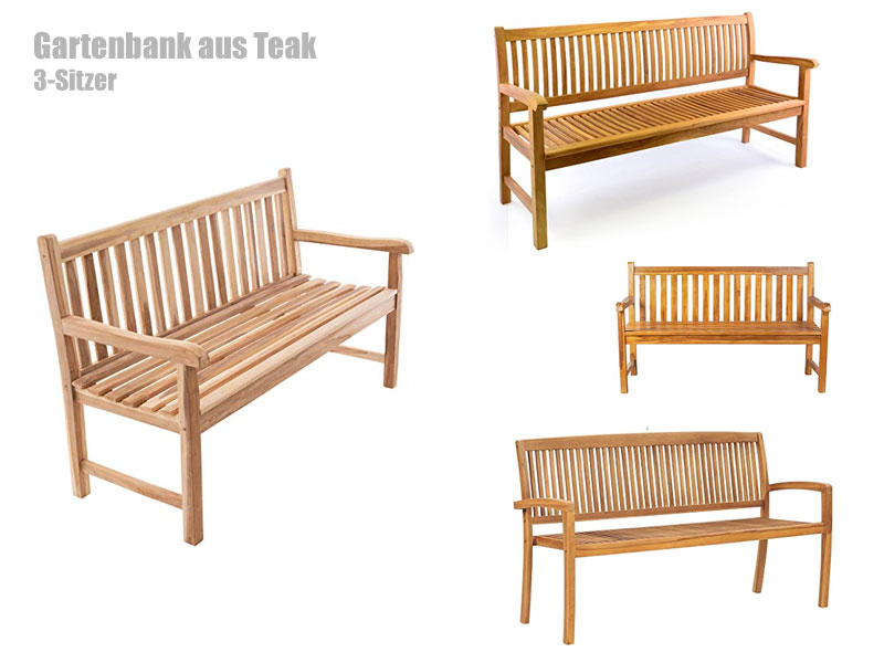 Teak Gartenbank 3-Sitzer