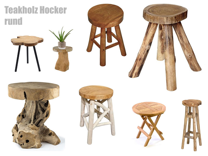 Runder Teakholz Hocker