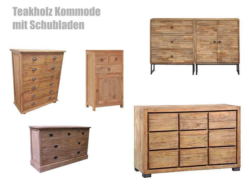 Teakholz Kommode mit Schubladen